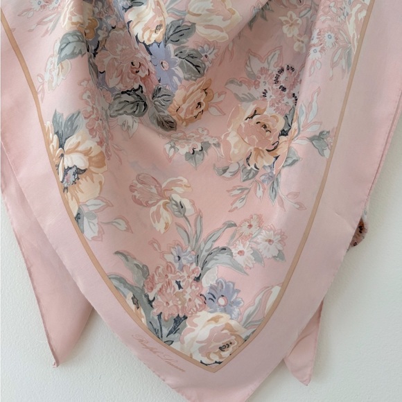 1980s Vintage Ralph Lauren Silk Rose Scarf - Picture 4 of 7